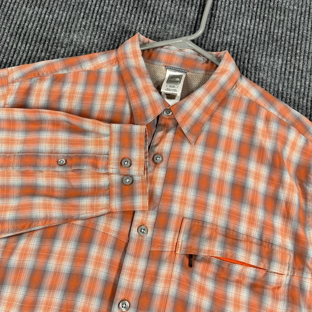 The North Face Shirt Mens XL Extra Large Orange Plaid Long Sleeve Button‎ Up